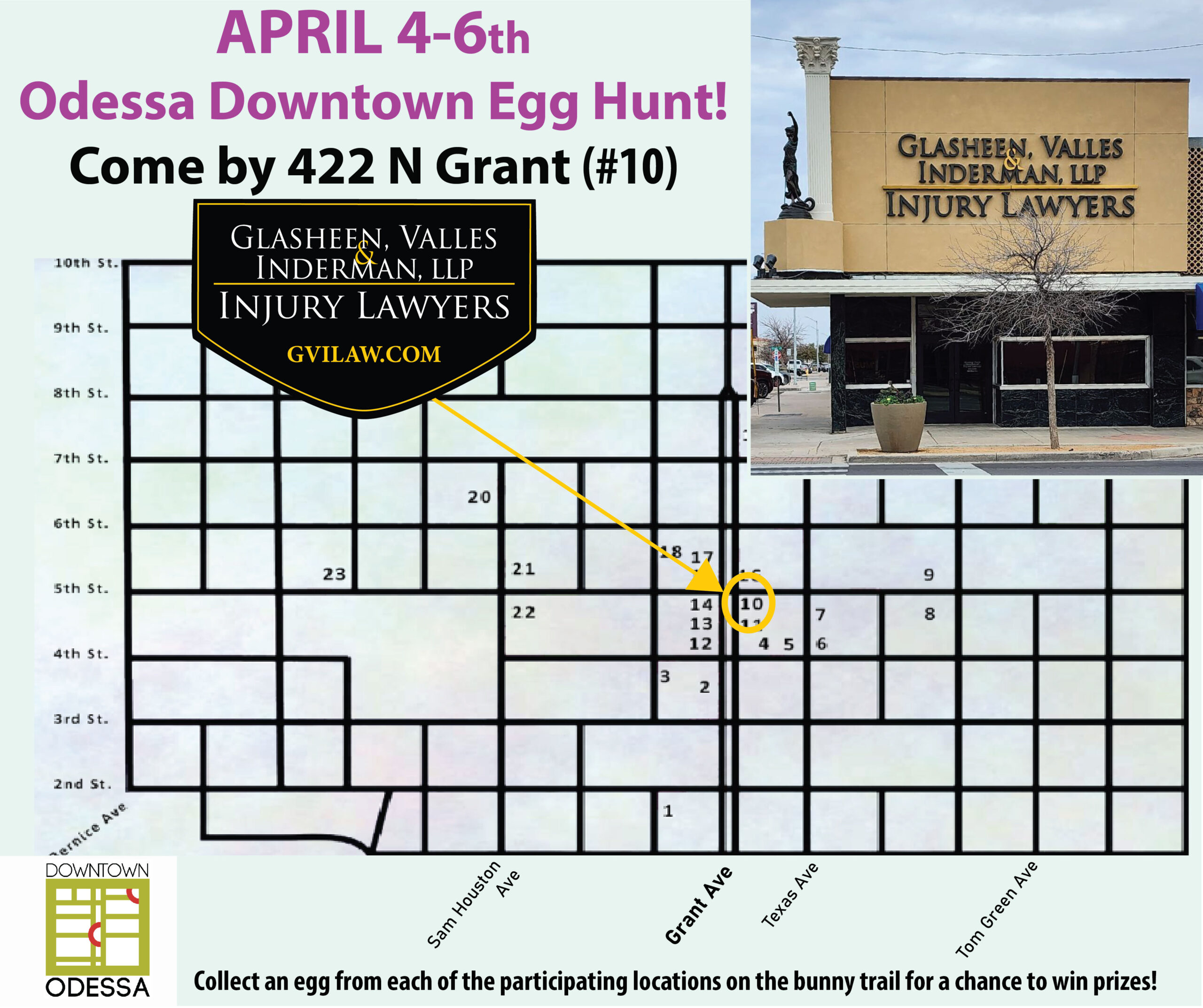Odessa Texas Egg Hunt Sponsored by Glasheen, Valles & Inderman Injury Lawyers Odessa Egg Hunt